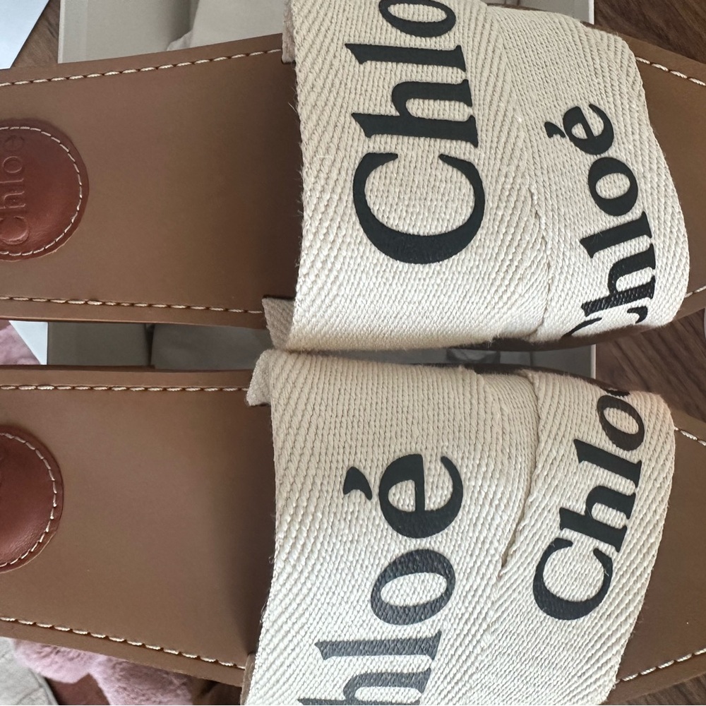 Chloé Cream and Brown Woody Sandal 39